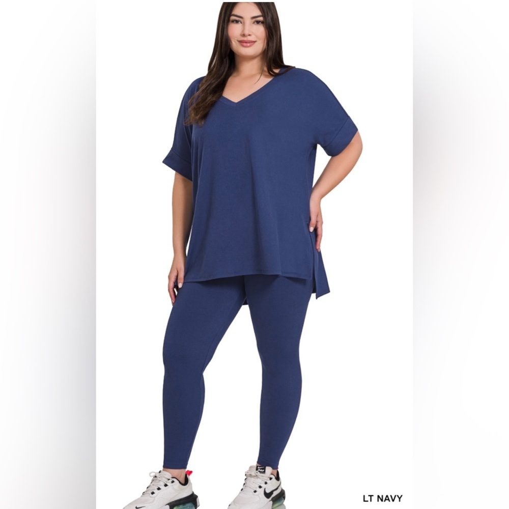 NEW!LAST ONE Plus Size 1X Zenana Outfitters WomenS Lite Navy Blue Loungewear Set